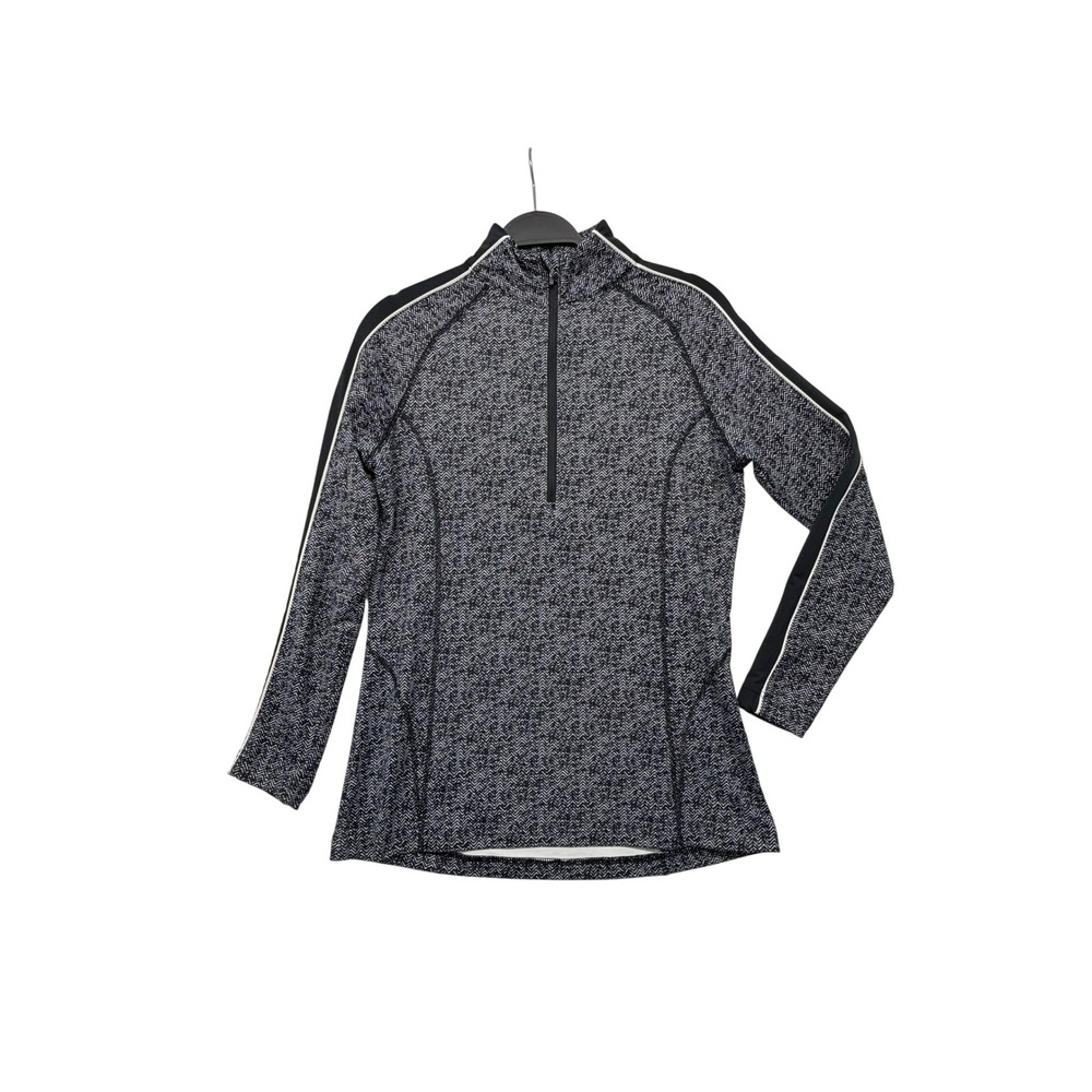 Peter Millar 1/4 Zip Pullover Black White Herringbone UPF 50 Golf Size S - Picture 2 of 8